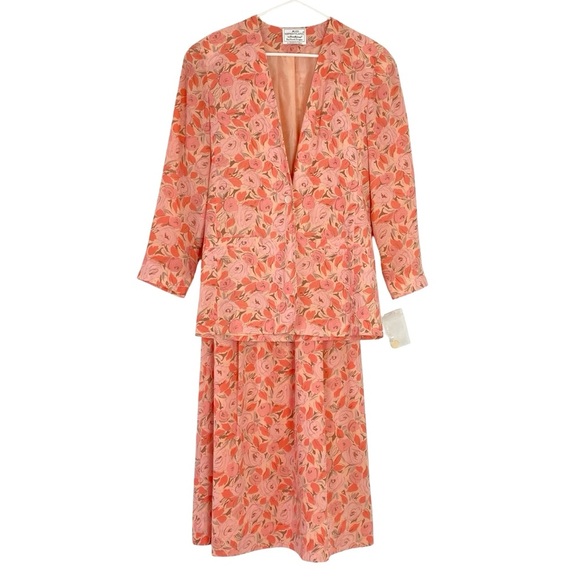 Vintage 80s Pendleton Skirt Womens Size 6 Small Midi Floral Orange Made In USA - Picture 7 of 11